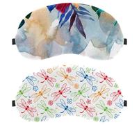 Dragonfly Floral Colorful Pattern Red Blue Green Orange 2-Pack Light-Blocking Soft Breathable Sleep Mask Eye Masks Sleeping Mask