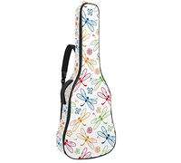 Dragonfly Floral Colorful Soft Bass Guitar Case Bag with Back Hanger Loop Electirc Guitar Backpack Leaves Pineapples Coralcm Thick Safety Padding