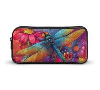 Dragonfly Floral Funny Pen Case Pencil Large Pouch Stationery Bag Makeup Cosmetic Organizer for Men Women
