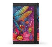 Dragonfly Floral Funny Trifold Wallet RFID Blocking Front Pocket Wallets with ID Window Gifts for Men Women