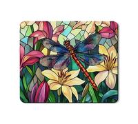 Dragonfly Floral Washer Dryer Top Protector Mat, Colorful Stained Glass Style Dust Covers, Vibrant Spring Home Decor Rubber Anti-slip Waterproof Mats for Laundry Room 20x24 Inch