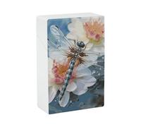 Dragonfly Flower Cigarette Case Waterproof Smoke Storage Box Plastic Crush-Proof Cigarette Holder Box Container Portable Cigs Dispensers Regular Size for Men Women