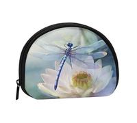 Dragonfly Flower Coin Purse with Zipper Mini Coin Pouch Small Change Wallet for Men Women Coin Bag Personalized Credit Card Bags Everything Storage Pouch for Headset ID Key Lipstick