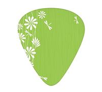 Dragonfly Flower Guitar Picks 12 Pack Universal ABS Guitar Picks,Flower Petals Spring Motif Childish Growth Nature al Graphic Art,for Acoustic and Electric Guitar,Lime Green White