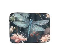 Dragonfly Flower Laptop Case 13 inch, TSA Laptop Sleeve Shockproof Protective Notebook Case Water Resistant Computer Carrying Cover Briefcase Handbags Men Women Computer Bag