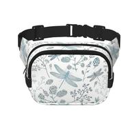 Dragonfly Flower Print Square Waist Purse Double Layer Fanny BagTrendy Travel Waist Bag for Men and Women, Black, One Size, Black, One Size