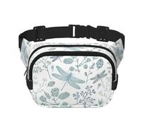 Dragonfly Flower Print Unisex Square Double Layer Waist Bag Crossbody Fanny Pack Travel Workout Accessory, Black, One Size, Black, One Size