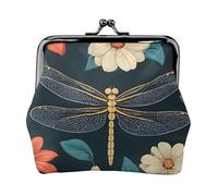 Dragonfly Flower Print Versatile Coin Purse Exquisite Mini Wallet Cute Change Pouch for Any Occasion