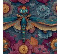 Dragonfly Flowers Peel and Stick Wallpaper 3D Printed Three-Dimensional Luxurious for Boys Girls Teen Bedroom Living Room Kitchen Removable Decor Wall Mural Paper 17.3"x118"