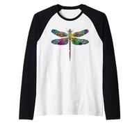 Dragonfly Flying Insects Colorful Wings Cute Dragonflies Raglan Baseball Tee