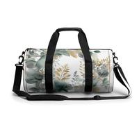 Dragonfly Flying on The Pond Gym Bag Small Travel Duffle Bag with Compartment Carry On Weekender Bag for Women Men, Gold and Green Leaves, 17.7in/9in/9in