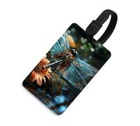 Dragonfly Flying On The Pond Luggage Tag for Suitcases TSA Approved with Name Id Card Suitcase Tags Identifiers Black Strap Clear Window Personalized Baggage Tag for Cruise Airport Travel Essentials