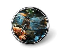 Dragonfly Flying on The Pond Round Badge Cute Brooch Hats Jackets Decor Personalized Lapel Pin Clothing Jewelry Accessories for Wedding Party Gift