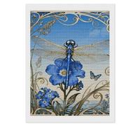 Dragonfly Forget-me-not Diamond Art Kits for Adults 12"x16" DIY Diamond Painting Kit for Beginners Gem Art Painting with Round Full Drill Diamonds DIY Paint Paintings for Home Wall Decor Gift