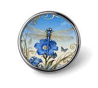 Dragonfly Forget-me-not Round Lapel Pins for Men Women Metal Button Pin Fashion Personalized Brooch Pins for Men Suits Cute Brooch Badge for Backpack Clothing Hat Bag Decoration