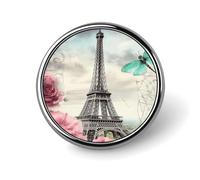 Dragonfly French Tower Lapel Pins Metal Pin Badge Personalized Pinback Button Badges Classic Round Badge Recognition Enamel Lapel Pin for Jackets, Backpacks, Bags