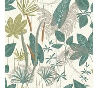 Dragonfly Garden Green Wallpaper - Botanical Leaves Naturistic Metallic Gold Effect - Textured Paste The Wall Vinyl