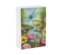 Dragonfly Garden Spring Cigarette Case - Portable Cigarette Box Lightweight Holder Case for Travel Waterproof Plastic Cigarettes Boxes Pocket Size Storage Box for 20 Cigarettes
