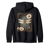 Dragonfly Garden with Daisies and Lavender Zip Hoodie