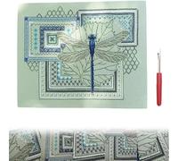 Dragonfly Geometric Cross Stitch Kit, Needlepoint Stamped Embroidery Kit, Beginner Embroidery Kit for Adults, with Printed Linen Threads Needles Beads Full Instructions (1PCS)