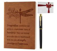 Dragonfly Gifts for Women Men, Leather Writing Journal Notebook with Pen Set Inspirational Encouragement Gifts For Girls Woman Dragonfly Lovers