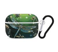 Dragonfly Green Airpod Pro Case AirPods 2 Case for Women Hard Shell Protective Cover with Carabiner Keychain Compatible with AirPods Case 2nd 1st Generation, Front LED Visible White