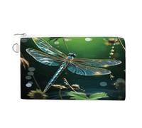 Dragonfly Green Coin Purse with Zipper Coin Wallet Coin Pouch Canvas Change Purse Pouch Zero Wallet Coin Bag
