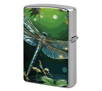 Dragonfly Green Lighter Case Pouch Double-Sided Metal Lighter Sleeve Scratch & Drop Resistant Lighters Protector Fits Standard Kerosene Lighters Pocket Protective Cover for Camping Party