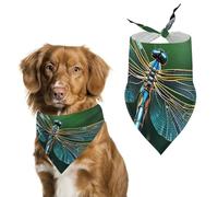 Dragonfly Green Printed Pet Scarf Polyester Triangle Scarf - One Size (27.6in X 11.8in)
