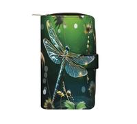 Dragonfly Green Wallet Multifunctional Leather Wallets for Men Compact Long Wallet Credit Card Holder Passport Bag