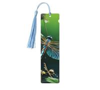 Dragonfly Green Wood Bookmarks 5 Pcs with Tassels,Pendant Unique Handmade Wooden Bookmark Cute Wood Hanging Tags Ornaments for Book Lovers Birthday Teachers Gift
