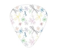 Dragonfly Guitar Picks 12 Pack Universal ABS Guitar Picks,Hand Drawn Flying Bugs in Style Colorful Icon Nature Animal Abstract Print,for Acoustic and Electric Guitar