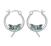 Dragonfly Hoop Earrings 925 Sterling Silver Abalone Earrings Dragonfly Jewellery Gifts for Women