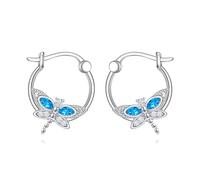 Dragonfly Hoop Earrings for Women 925 Sterling Silver Blue Crystal Dragonfly Earrings Jewellery Gifts Birthday Mothers Day Gifts for Mum (Dragonfly)