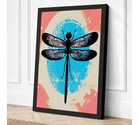 Dragonfly in Circle Modern Canvas Wall Art Print 30x20 Inch (76 x 51 cm)