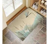 Dragonfly In The Grass Doormat, Non-Slip Anti-Fatigue Eco-Friendly Rubber Indoor/Outdoor Door Mat, Rectangular (40 X 60 Cm), Beige Retro Ink Paintingdurable And Machine Washable