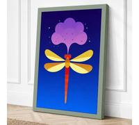 Dragonfly in Twilight Modern Canvas Wall Art Print 30x20 Inch (76 x 51 cm)