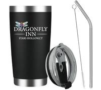 Dragonfly Inn Black Stainless Steel Insulated Tumblers,Gilmore Girls Merchandise,20 Oz Personalized Vacuum Coffee Mug,Gifts for Women, Mom- Unique Birthday Gifts