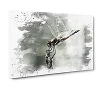 Dragonfly Insect No.4 V3 Canvas Print | Gallery Wrapped 30mm Frame Wall Art | 20x14 inches | Ready to Hang | Modern Animals Picture | Living Room Bedroom Lounge Office
