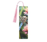 Dragonfly Insects Flowers Metal Bookmarks with Tassels,Pendant Unique Handmade Bookmark Craft DIY Wooden Bookmarks Cute Hanging Tags Ornaments for Book Lovers Birthday Teachers Gift