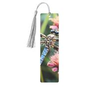 Dragonfly Insects Flowers Metal Bookmarks with Tassels,Pendant Unique Handmade Bookmark Craft DIY Wooden Bookmarks Cute Hanging Tags Ornaments for Book Lovers Birthday Teachers Gift
