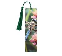 Dragonfly Insects Flowers Metal Bookmarks with Tassels,Pendant Unique Handmade Bookmark Craft DIY Wooden Bookmarks Cute Hanging Tags Ornaments for Book Lovers Birthday Teachers Gift