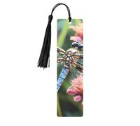 Dragonfly Insects Flowers Metal Bookmarks with Tassels,Pendant Unique Handmade Bookmark Craft DIY Wooden Bookmarks Cute Hanging Tags Ornaments for Book Lovers Birthday Teachers Gift