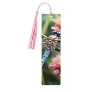 Dragonfly Insects Flowers Wood Bookmark for Men Women Reading Wooden Bookmarks Unique Handmade Book Marks with Tassel Pendant Craft Bookmark for Book Lovers Birthday Teachers Gift