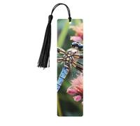 Dragonfly Insects Flowers Wood Bookmark for Men Women Reading Wooden Bookmarks Unique Handmade Book Marks with Tassel Pendant Craft Bookmark for Book Lovers Birthday Teachers Gift