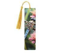 Dragonfly Insects Flowers Wood Bookmark for Men Women Reading Wooden Bookmarks Unique Handmade Book Marks with Tassel Pendant Craft Bookmark for Book Lovers Birthday Teachers Gift