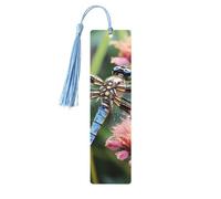 Dragonfly Insects Flowers Wood Bookmark for Men Women Reading Wooden Bookmarks Unique Handmade Book Marks with Tassel Pendant Craft Bookmark for Book Lovers Birthday Teachers Gift