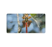 Dragonfly is Red Desk Pad Waterproof Writing Mouse Pad Non-Slip Laptop Desk Protector Large Office Desk Mat Computer Keyboard Rubber Mat for Work Home Decor 12" X 24"