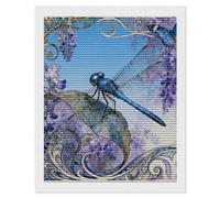 Dragonfly Jacaranda Leaf Diamond Art Kits for Adults 16"x20" DIY Diamond Painting Kit for Beginners Gem Art Painting with Round Full Drill Diamonds DIY Paint Paintings for Home Wall Decor Gift