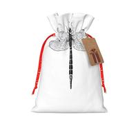 (Dragonfly) Large Reusable Burlap Pouches Rustic Wedding Favor Xmas Bags Drawstring Gift Sacks Bulk Party. M Size